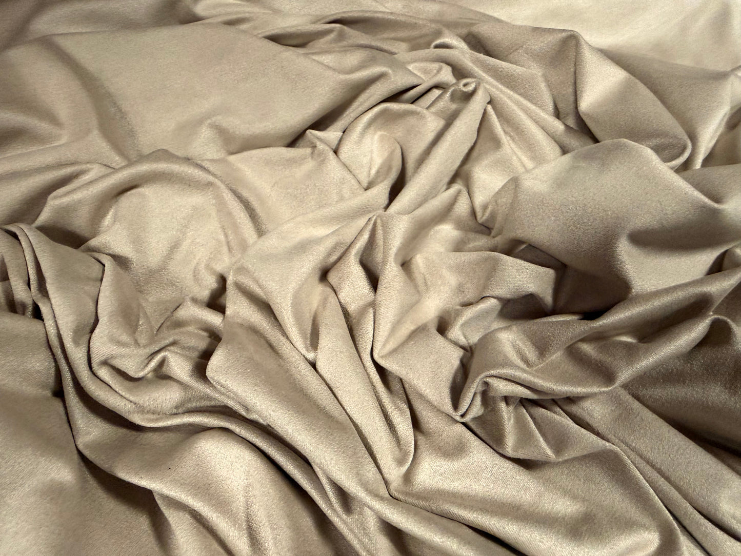 Faux suede stretch spandex jersey fabric, per metre - plain - dirty cream