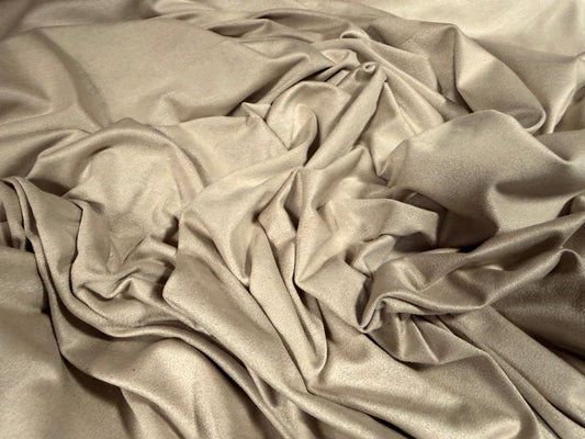Faux suede stretch spandex jersey fabric, per metre - plain - dirty cream