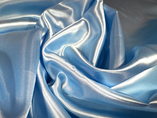 Silky satin woven dress fabric, per metre - plain - blue