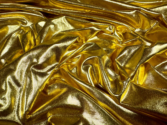 Metallic lamé single jersey fashion fabric, per metre - plain - gold