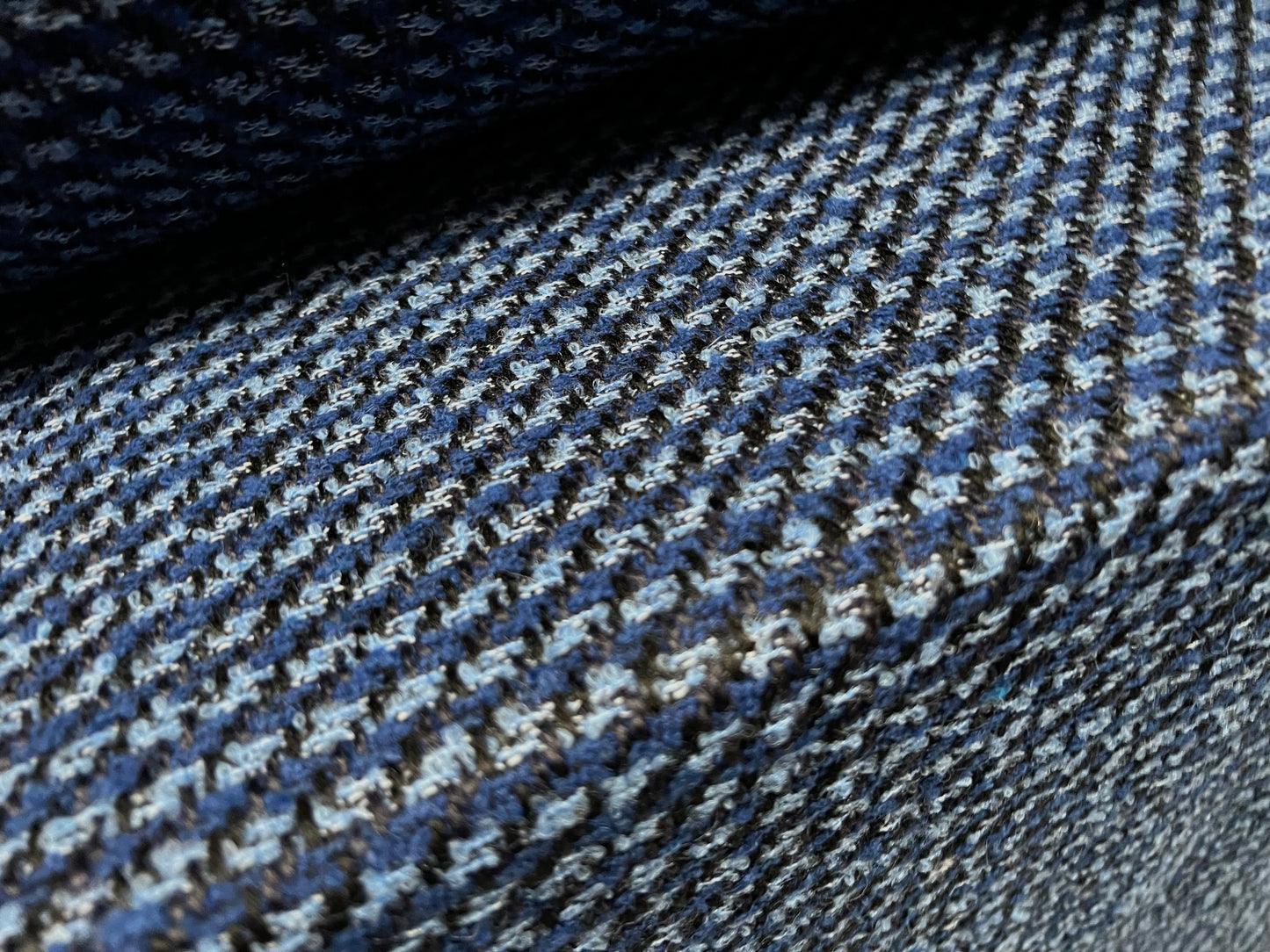 Wool blend bouclé fabric, per metre - jacquard - Royal & sky blue