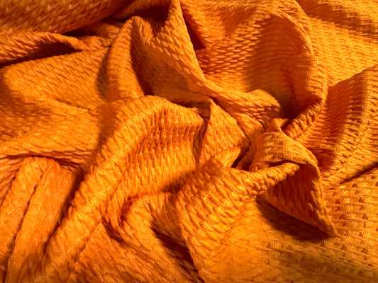 Double jersey knit stretch spandex fabric, per metre - jacquard - orange