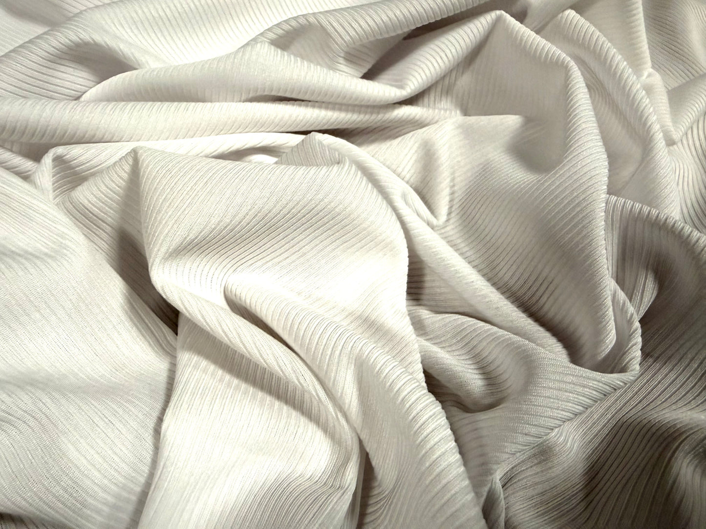 2x1 Stretch spandex ribbed jersey fabric, per metre - plain - white