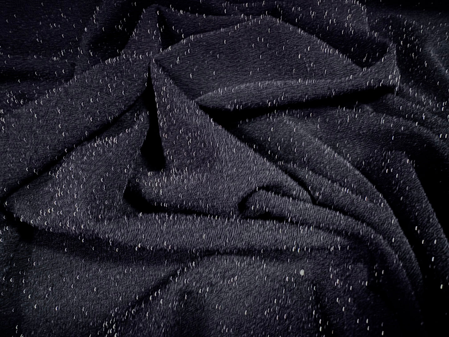 Metallic scuba stretch spandex double jersey fabric, per metre - navy with silver lurex