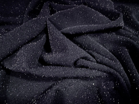 Metallic scuba stretch spandex double jersey fabric, per metre - navy with silver lurex