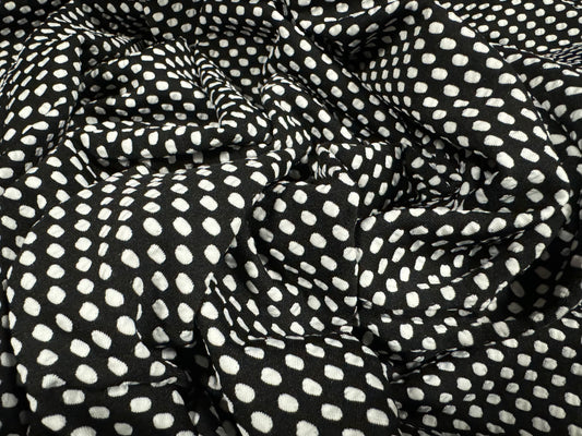 Double jersey knit stretch spandex fabric, per metre - dobby jacquard - black & white