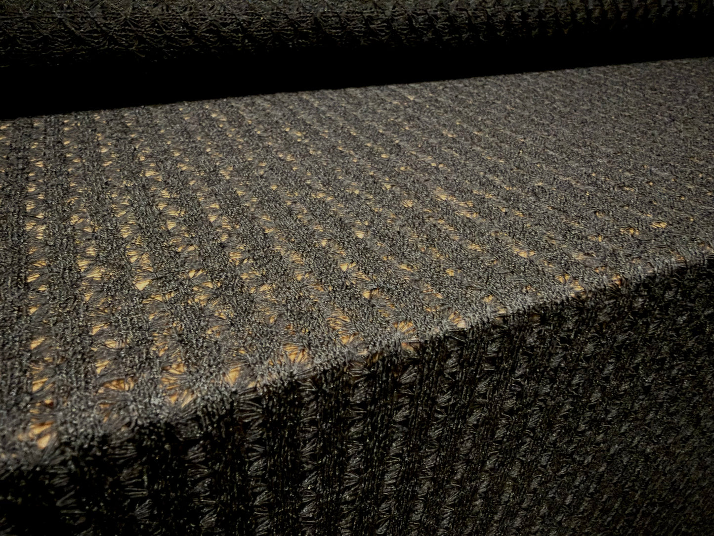 Soft stretch crochet knit jersey fabric, per metre - black