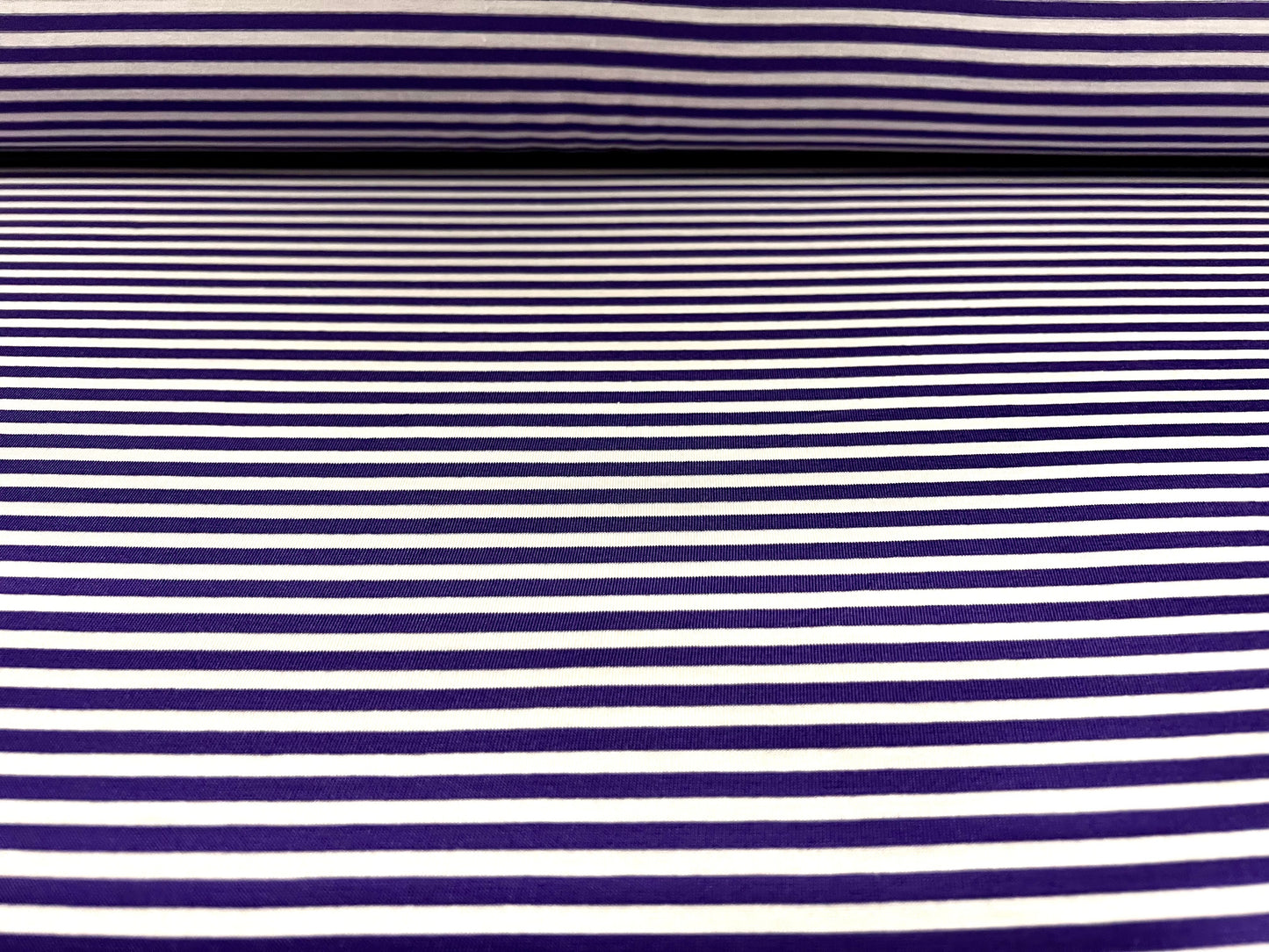 Viscose spandex stretch single jersey fabric, per metre - stripe - violet & white