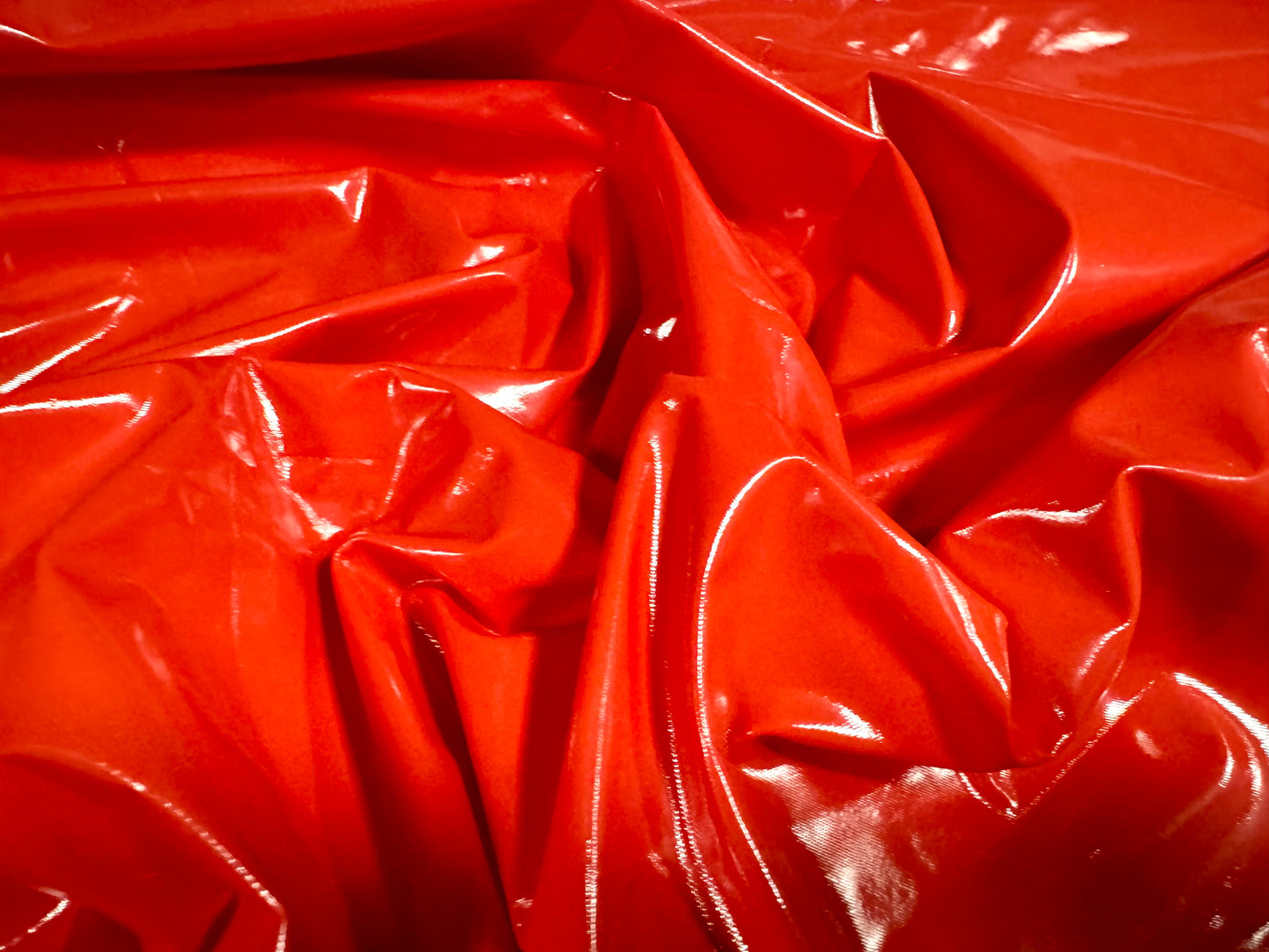 High gloss pvc fabric with comfort stretch, per metre - plain - summer red