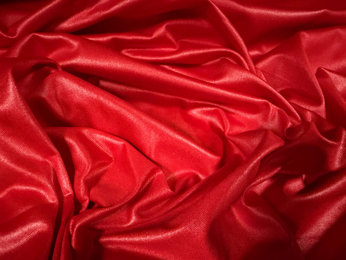 Ciré pvc coated stretch spandex jersey fabric, per metre - plain - red