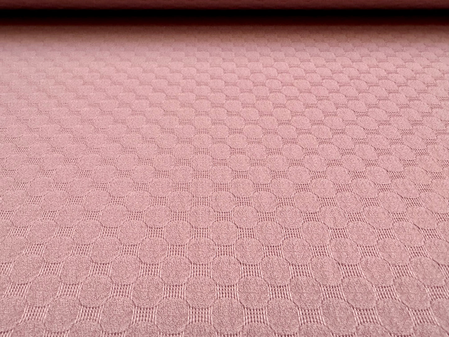 Stretch double jersey fashion fabric, per metre - circles jacquard - pink