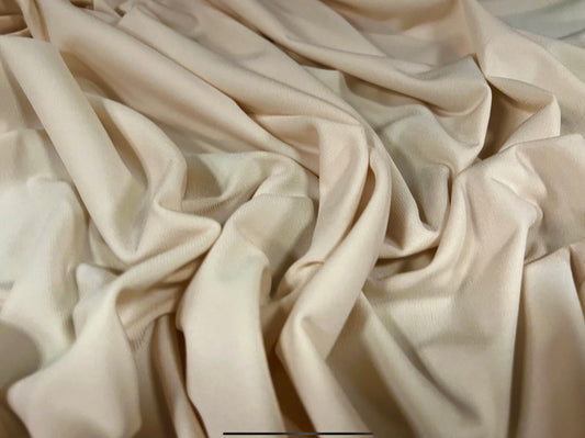 Stretch spandex single jersey fabric, per metre - plain - cream