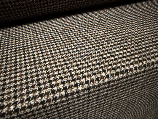Heavyweight wool flannel coat jacket fabric, per metre - dogtooth - taupe