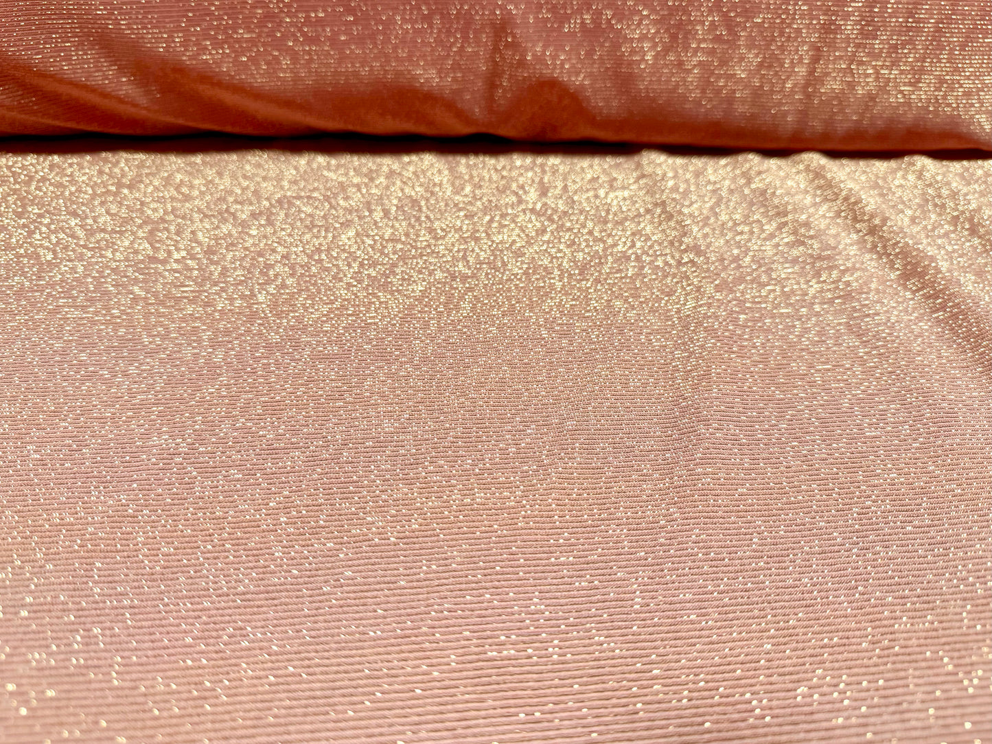 Metallic lightweight single jersey fashion fabric, per metre - lurex sparkle - pink & light gold