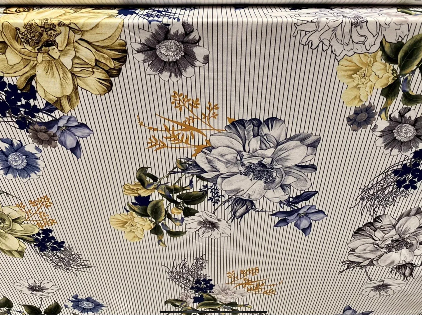 Soft touch stretch spandex single jersey fabric, per metre - pinstripe floral print