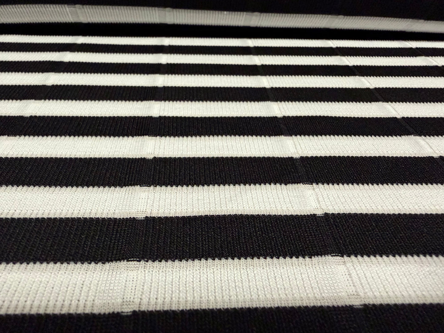 Bandage rib stretch spandex bodycon jersey fabric, per metre - stripe - black & white