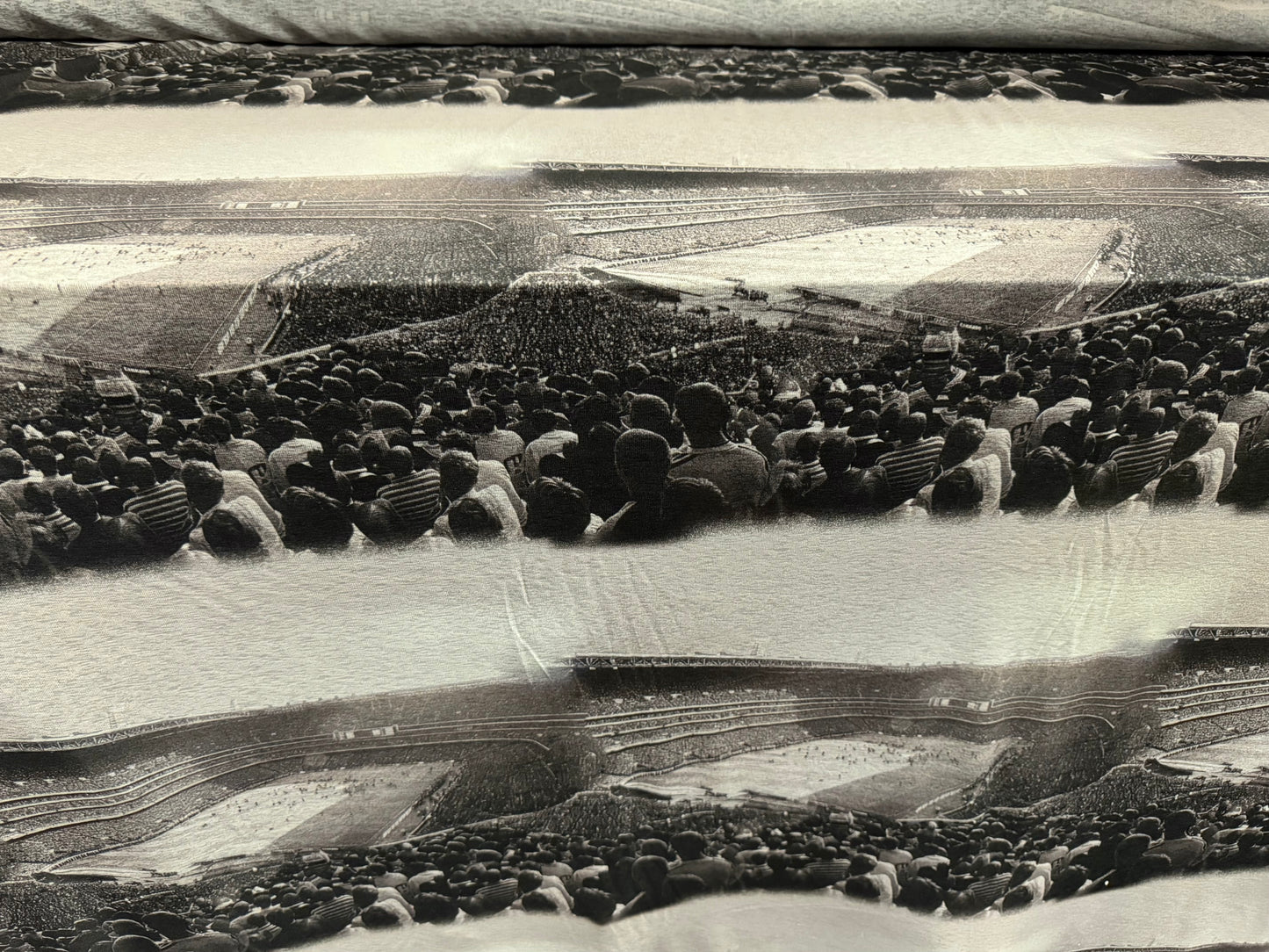 Thick & thin stretch spandex single jersey fashion fabric, per metre - Wembley Cup Final print - monochrome