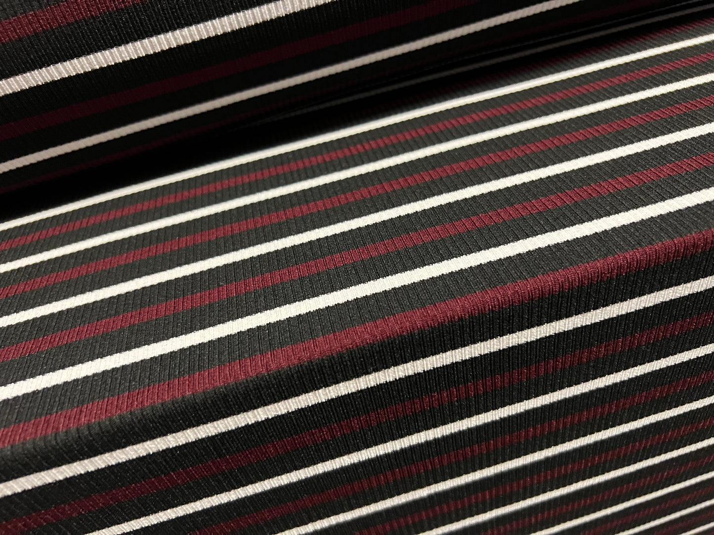 Stretch Spandex rib jersey fabric, per metre - stripe - black, burgundy & white