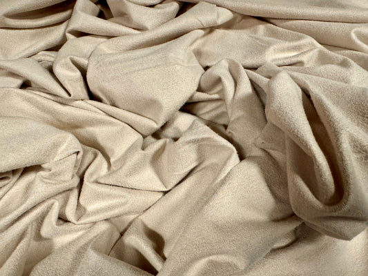 Faux suede stretch spandex jersey fabric, per metre - plain - cream