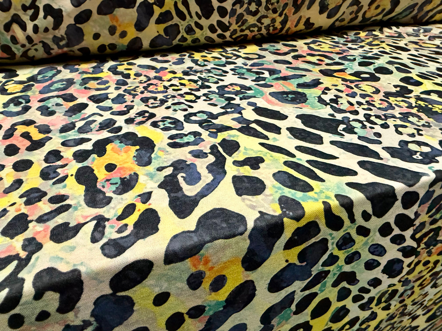 Stretch matte swimwear fabric, per metre - leopard print - multicolour