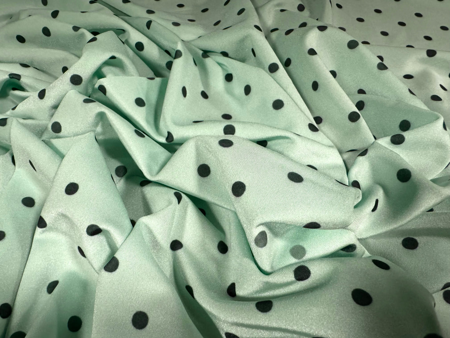 Swimwear stretch spandex jersey fabric, per metre - polka dot print - aqua