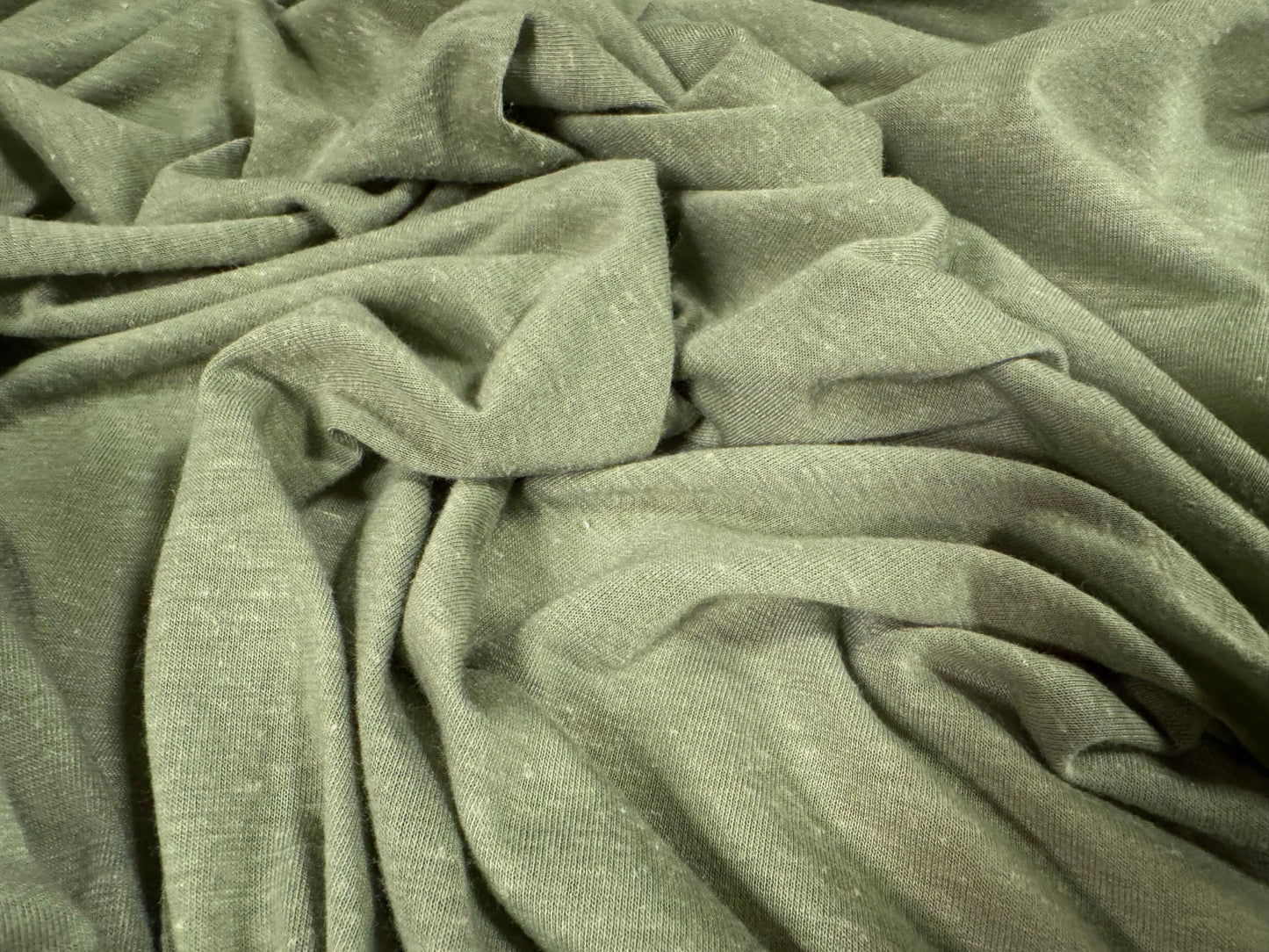 Soft handle single jersey fabric, per metre - fleck - sage green