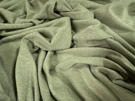 Soft handle single jersey fabric, per metre - fleck - sage green