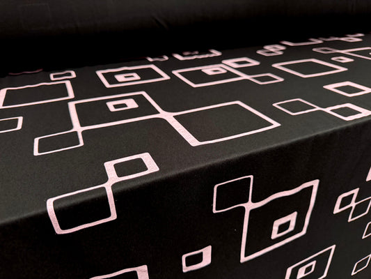 Viscose spandex stretch single Jersey Fabric, per metre - retro geometric print - black & pink