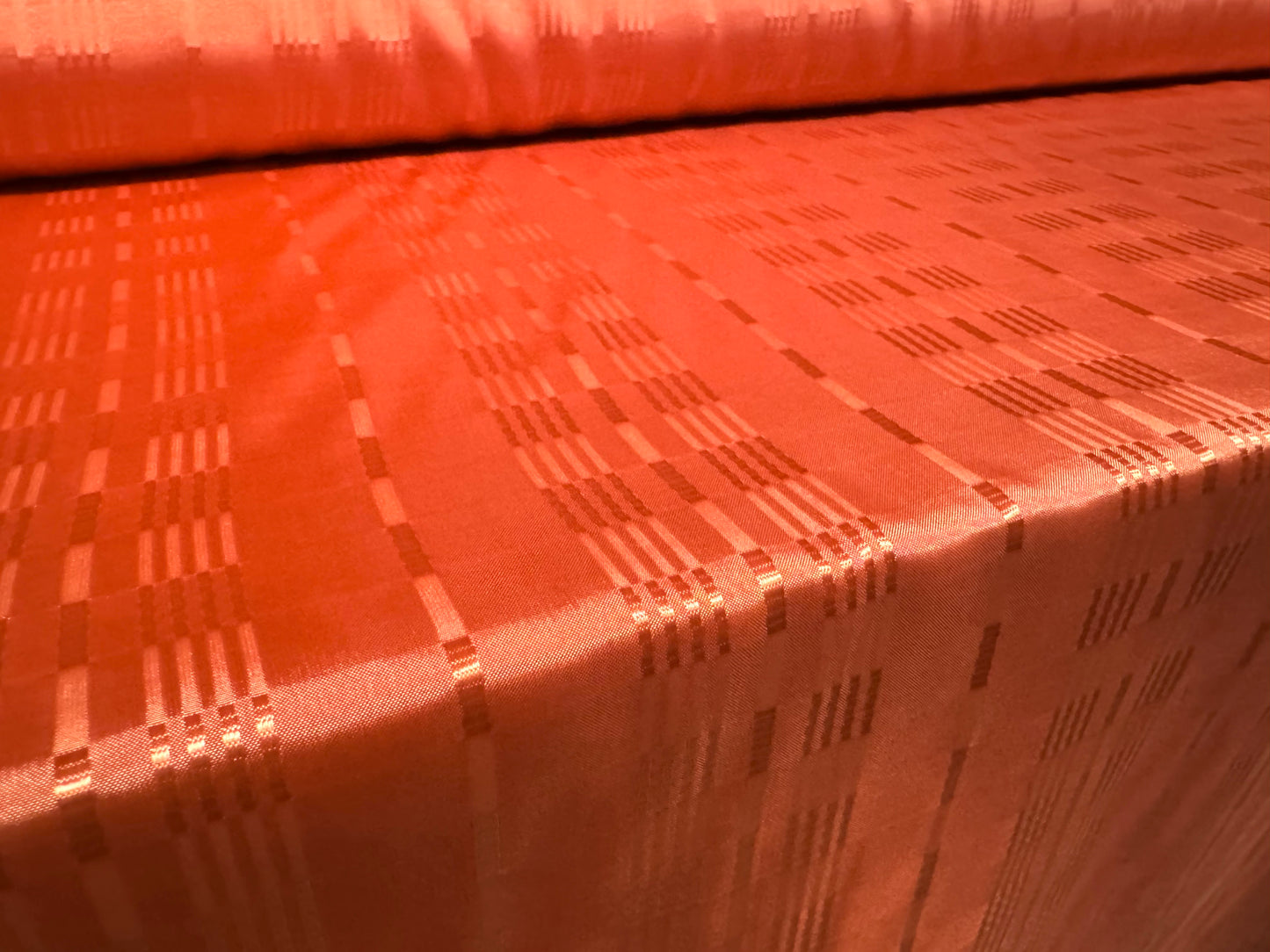 Silky satin woven fabric, per metre - geometric jacquard - orange