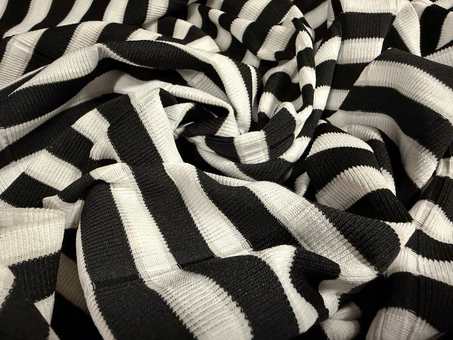 Bandage rib stretch spandex bodycon jersey fabric, per metre - stripe - black & white