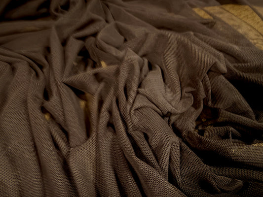 Power mesh net stretch spandex fabric, per metre - plain - dark brown