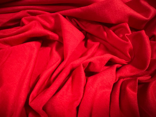 Cotton spandex stretch single jersey fabric, per metre - plain - red