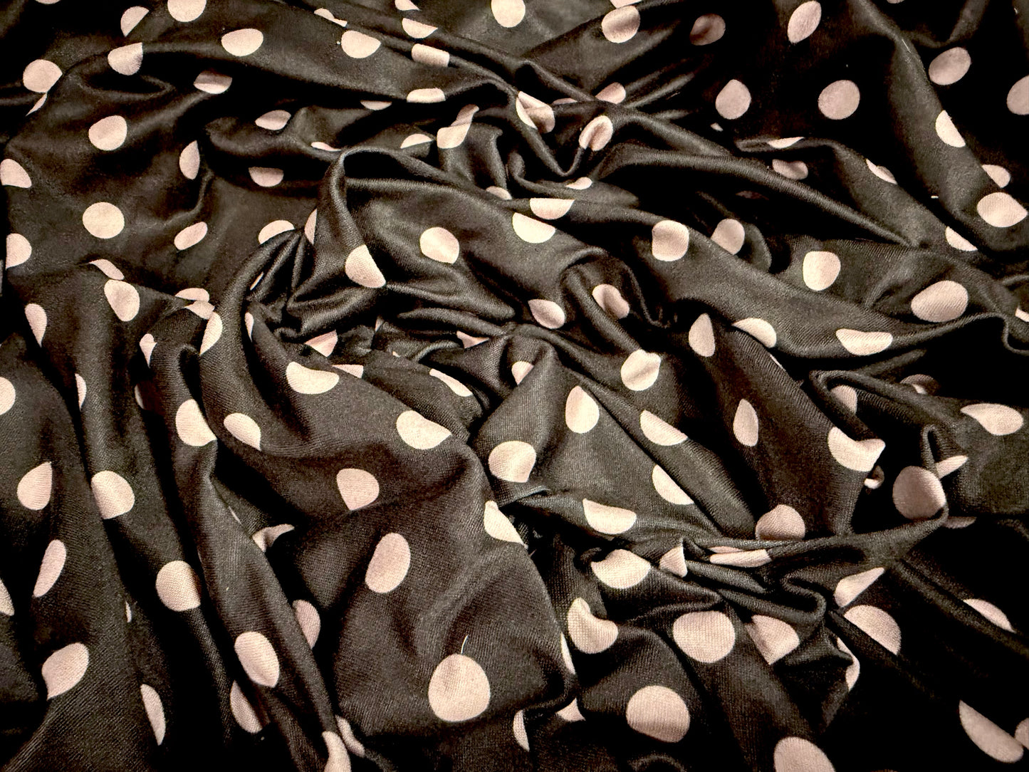 Super soft stretch single jersey fabric, per metre - polka dot print - black & pink