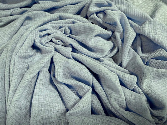 Thick & thin rib stretch spandex single jersey fashion fabric, per metre - plain - sky blue