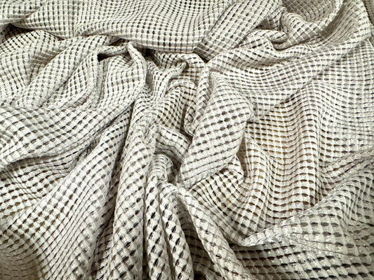 Waffle mesh jersey fabric, per metre - plain - light grey