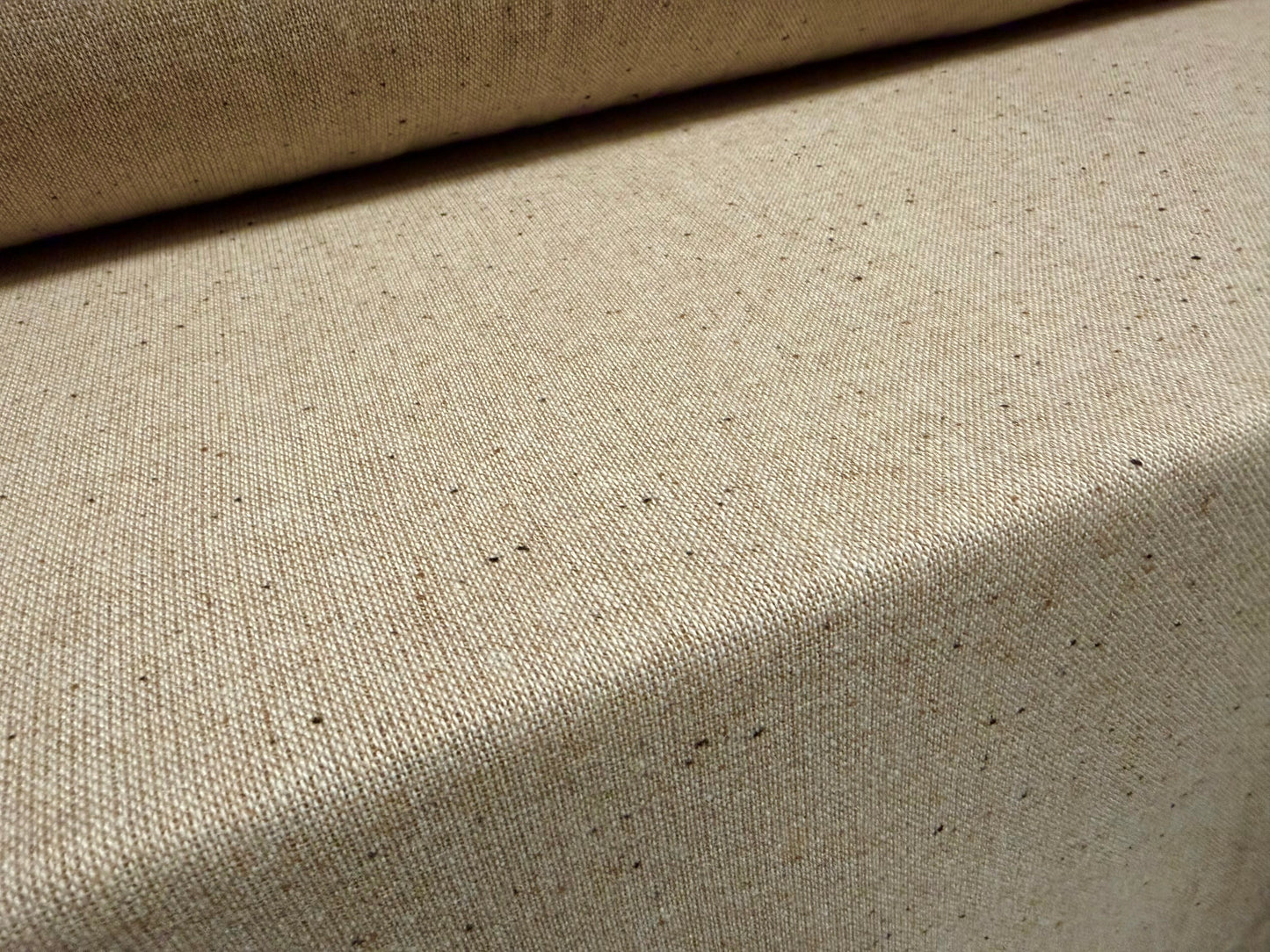 Wool tweed fabric, per metre - flecked - ecru