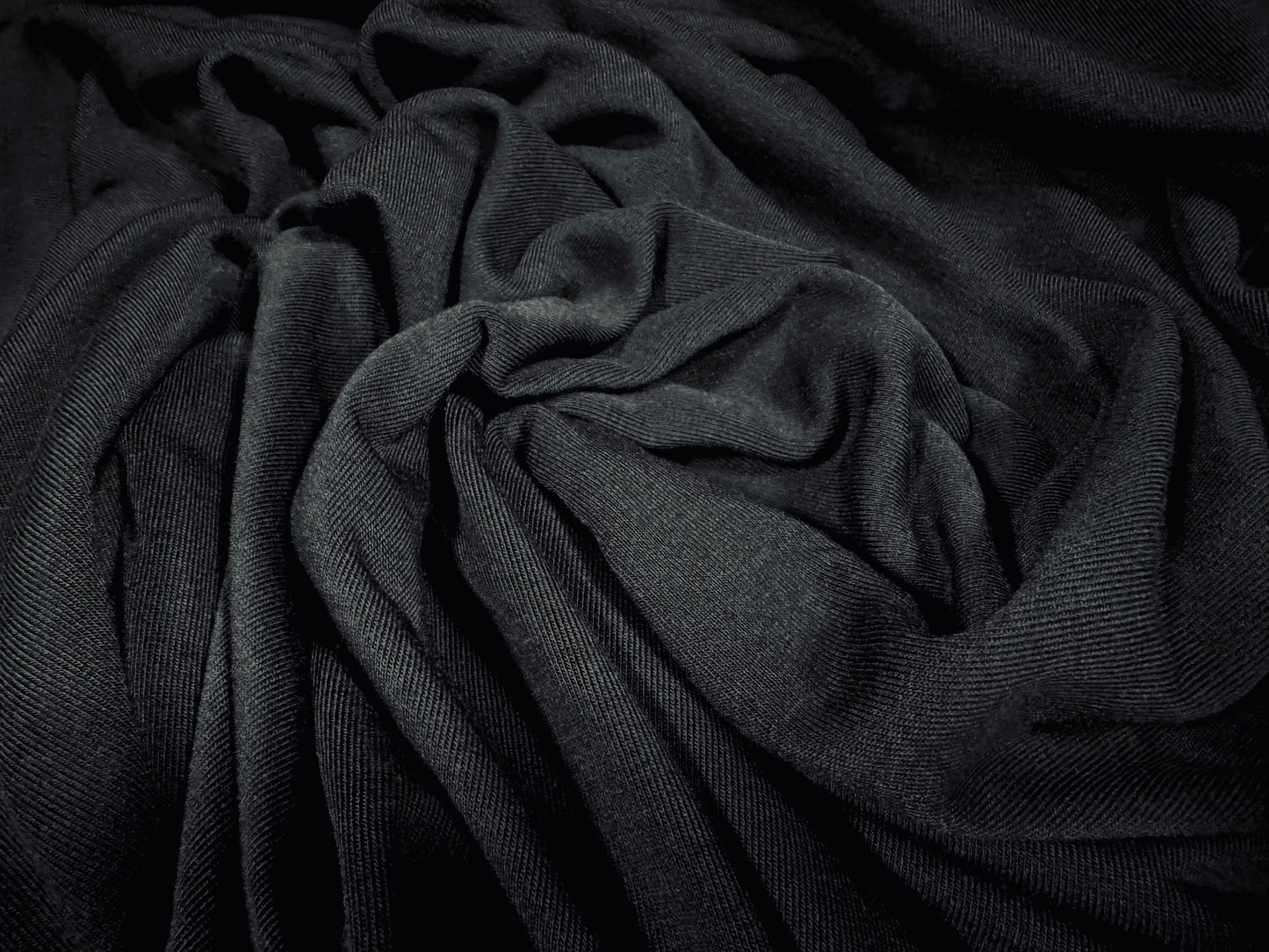 French Terry single sided towelling fleece fabric, per metre - plain - black