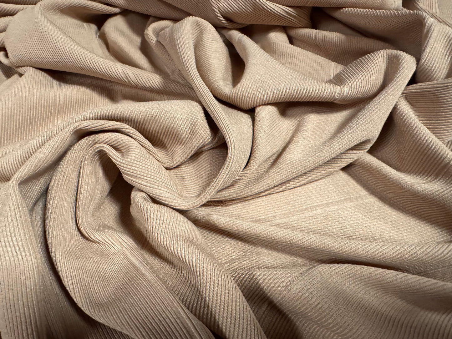 Bandage rib stretch spandex bodycon jersey fabric, per metre - plain - stone