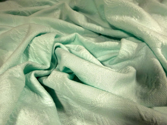 Stretch spandex leaf jacquard jersey fabric, per metre - Aqua
