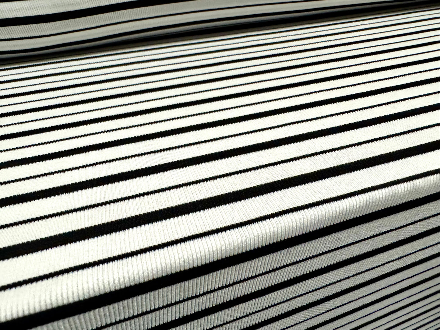 Stretch Spandex rib jersey fabric, per metre - stripes - black & white