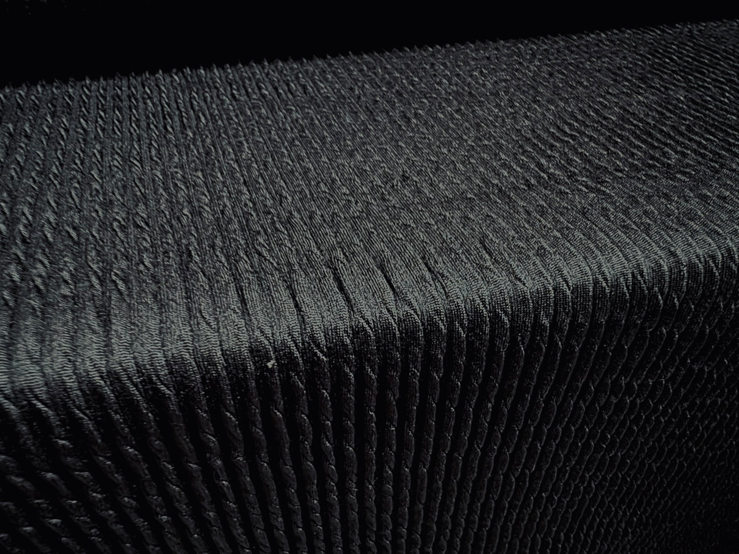 Textured thermal rib stretch spandex jersey knit fabric, per metre - plain - black