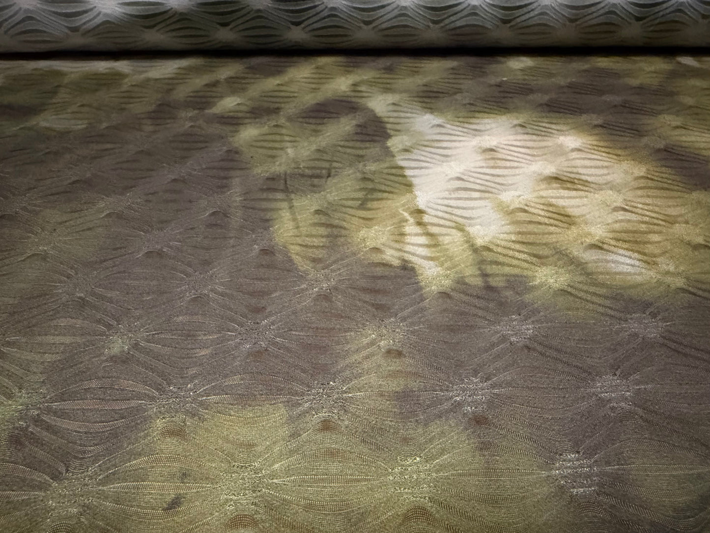 Stretch spandex jersey jacquard fabric, per metre - abstract print - khaki & stone
