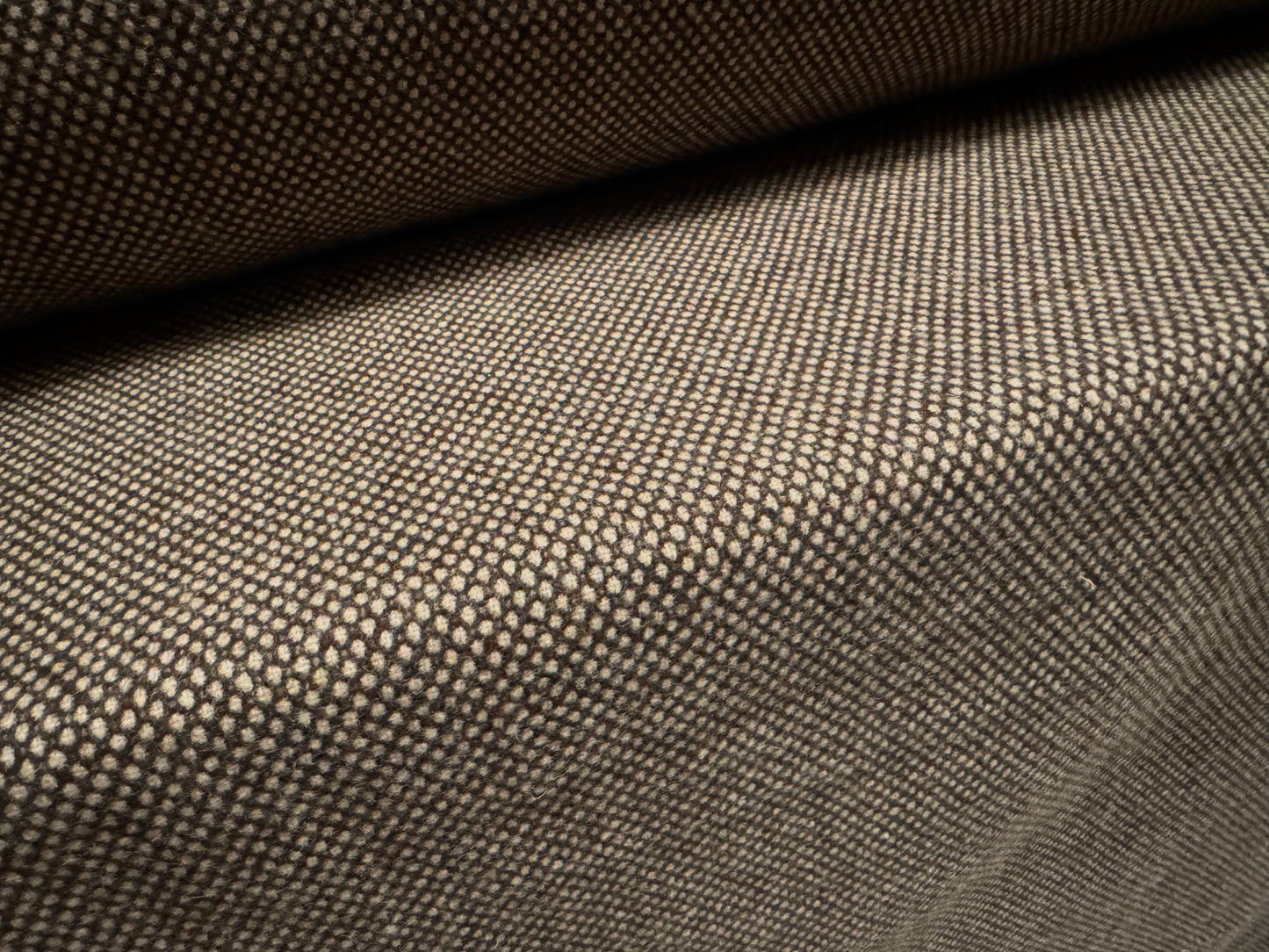 Wool blend woven tweed fabric, per metre - brown & stone