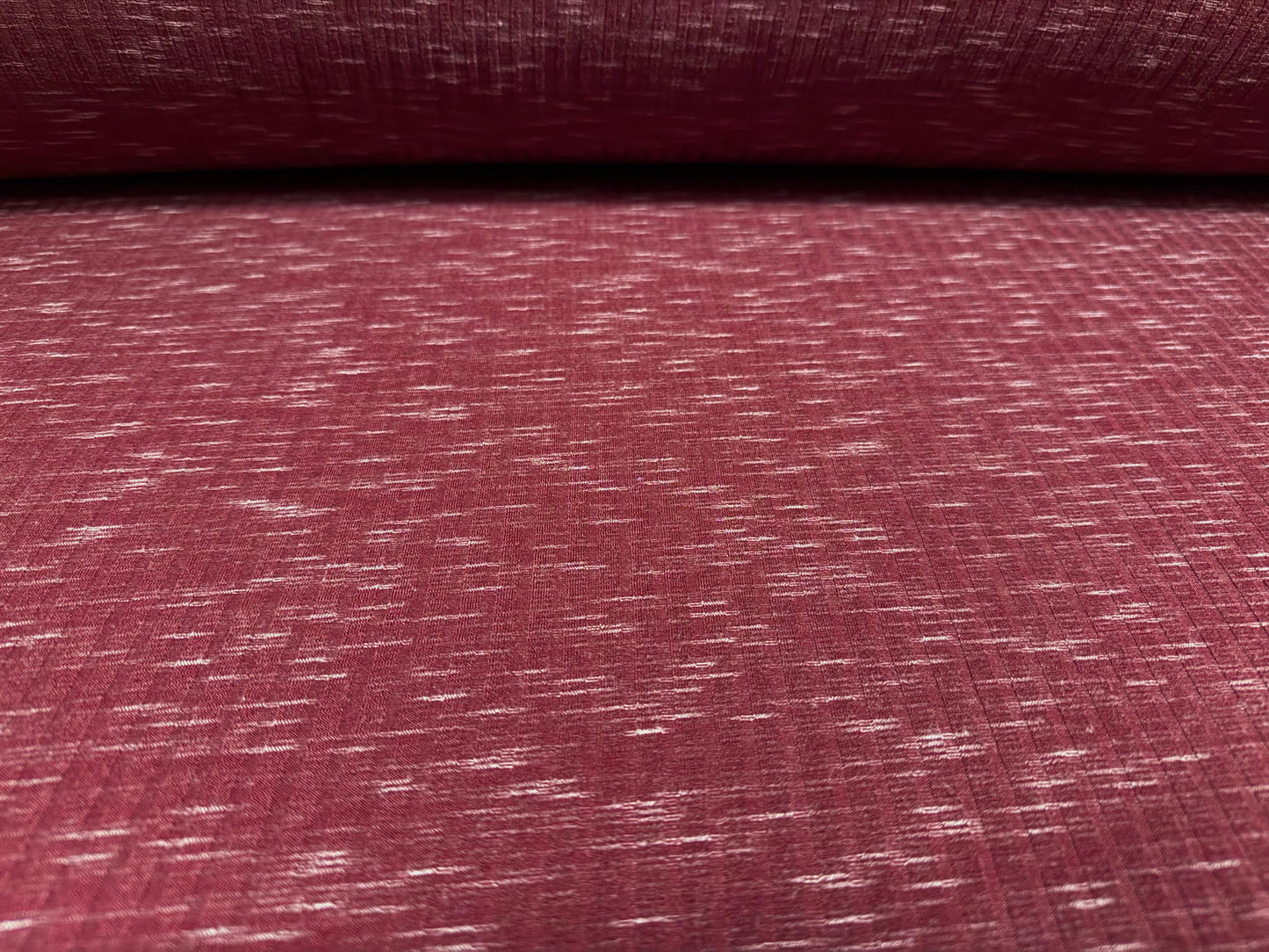 Soft stretch ribbed jersey knit fabric, per metre - dash melange - wine