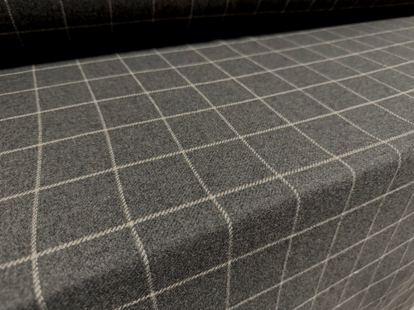 Wool tweed fabric, per metre - yarn dyed matrix check - grey