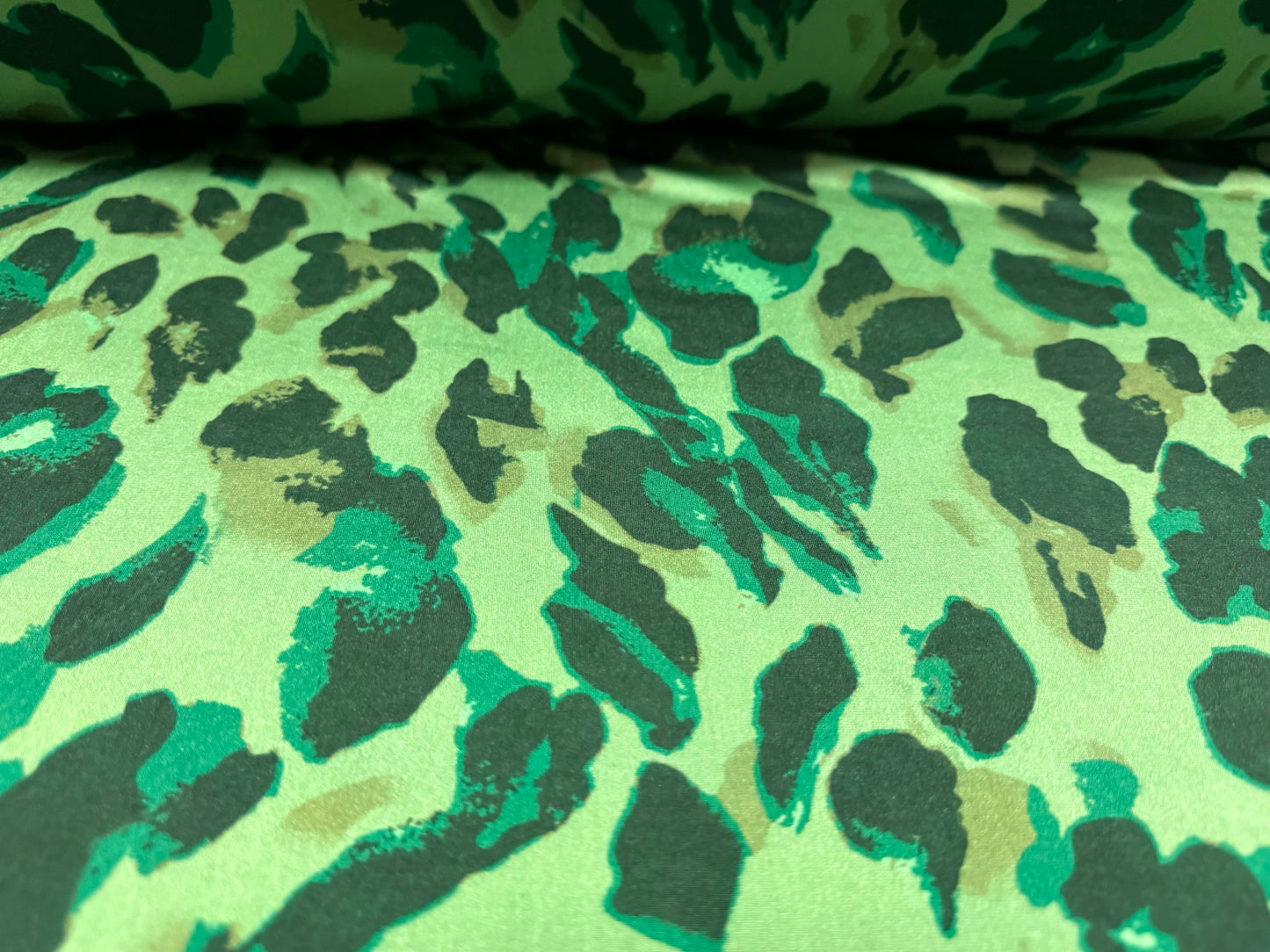 Swimwear stretch spandex jersey fabric, per metre - funky leopard print - green