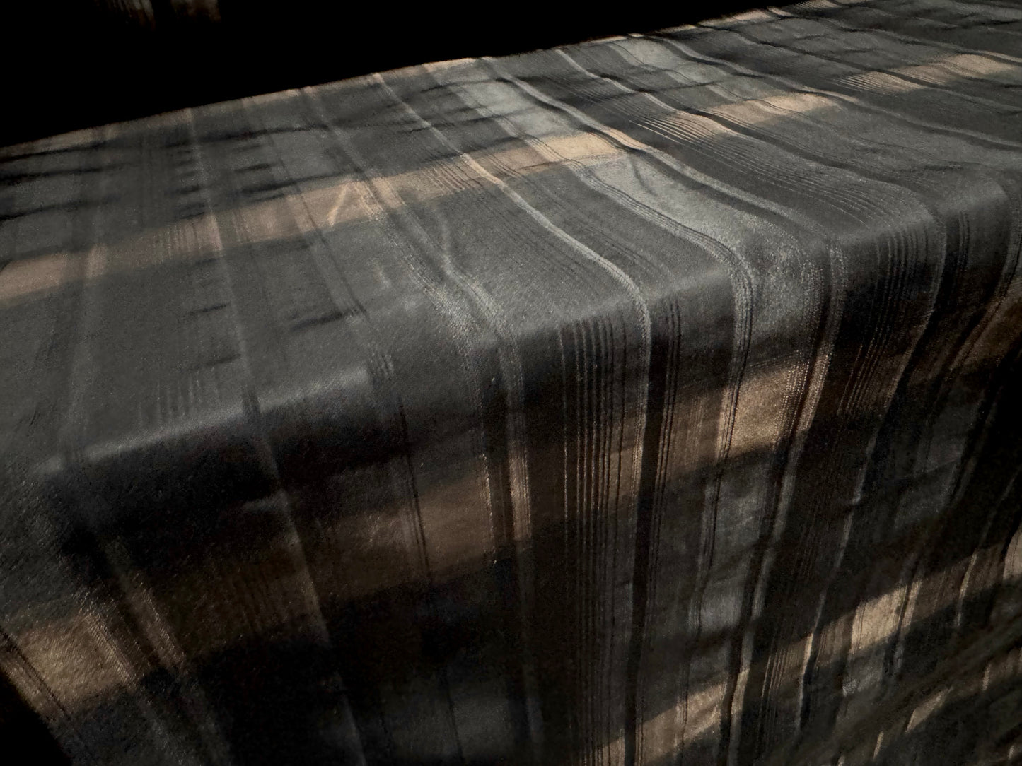 Taffeta faux silk fabric, per metre - shadow check - black & bronze