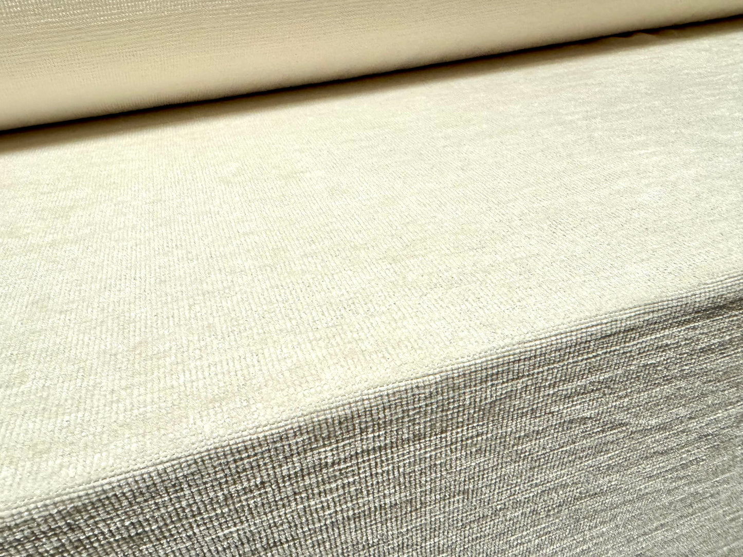 Soft chenille upholstery fabric, per metre - plain - cream