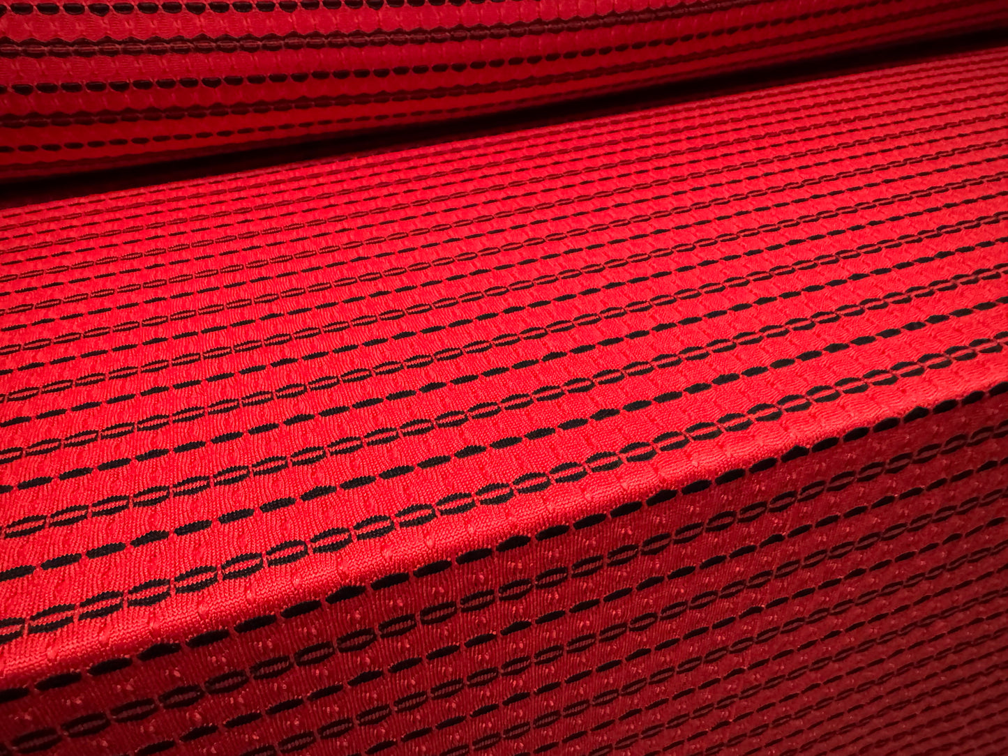 Jersey knit stretch spandex fabric, per metre - stripe jacquard - red & black
