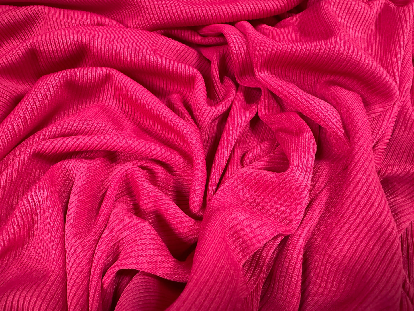 Fine ribbed spandex stretch jersey fabric, per metre - plain - cerise pink